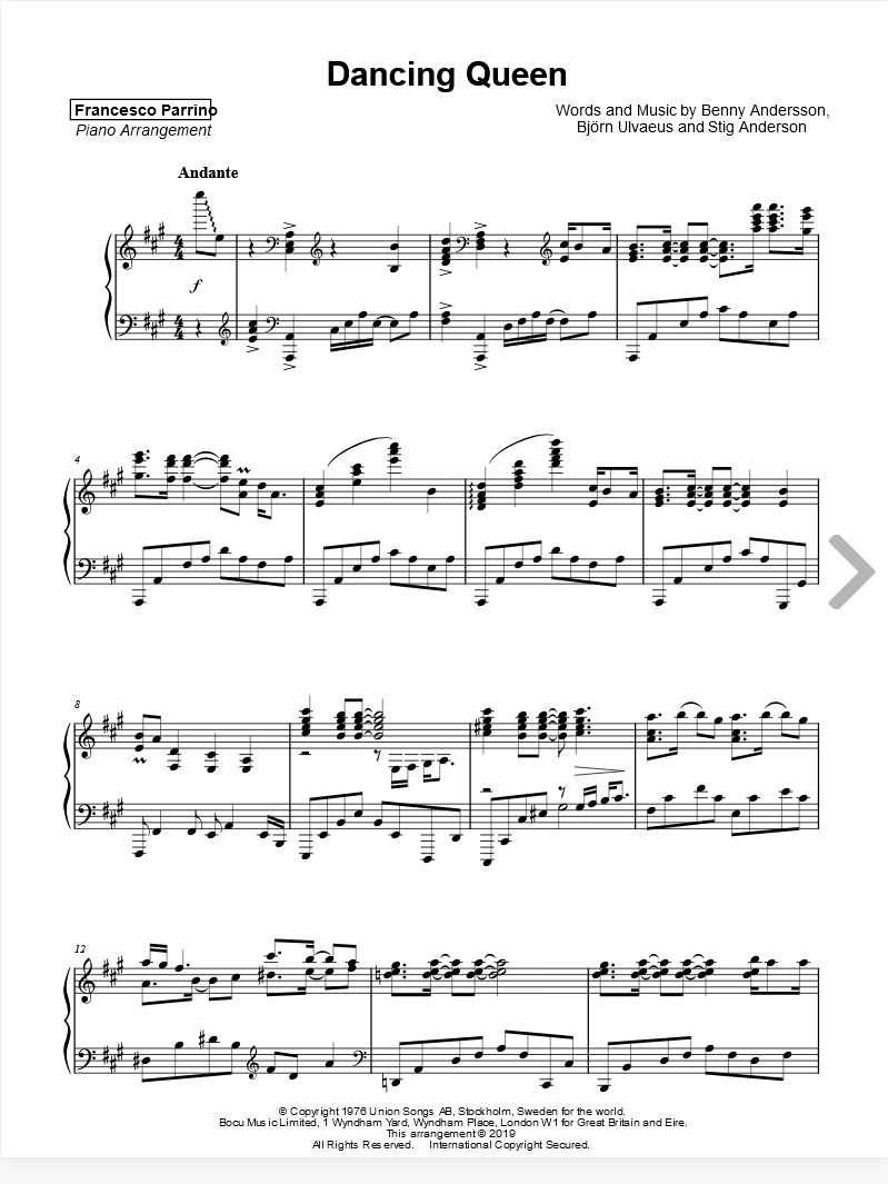 One Time sheet music for piano solo (PDF-interactive)