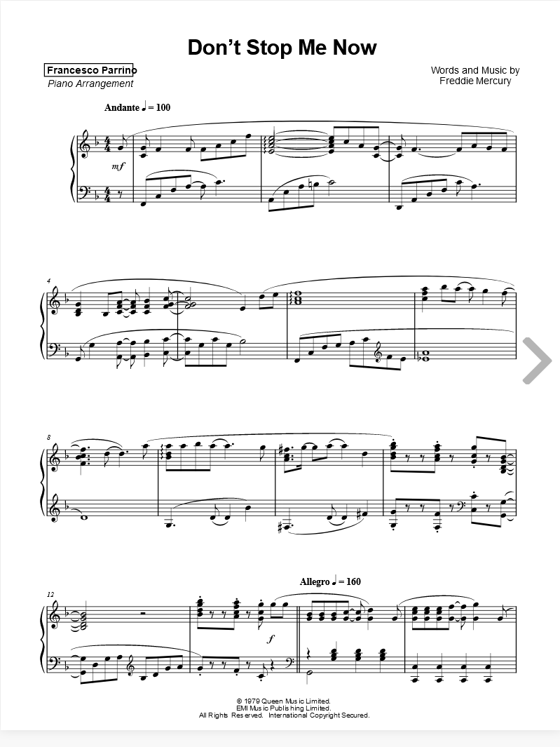 Right Now sheet music for piano solo (PDF-interactive)